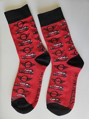 Red Mini Cooper Car Crew Socks